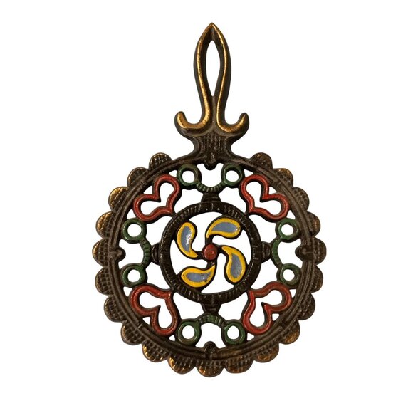 Vintage Ornate Trivet Cast Iron Decorative Wall Hanging Kitchen Decor - Picture 1 of 4